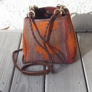 vintage wool and leather purse gently used